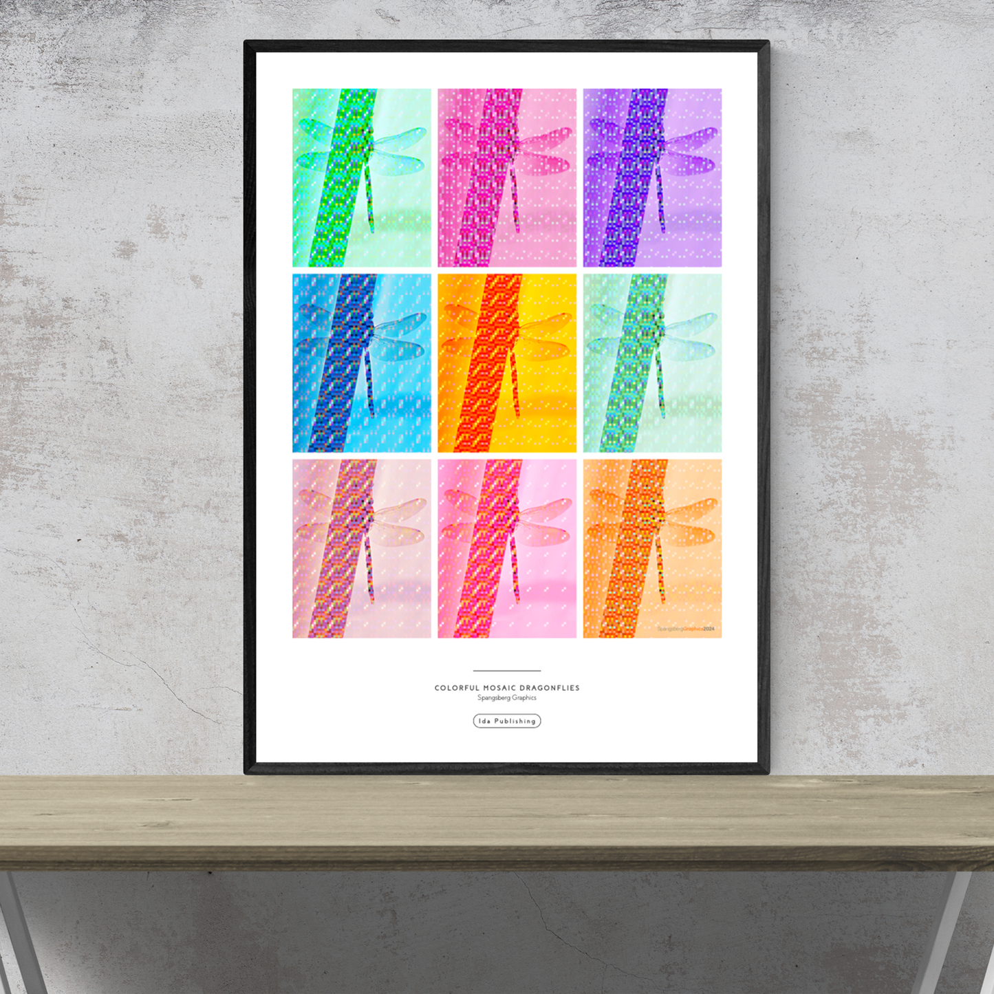 Colorful Mosaic Dragonflies⎜Poster
