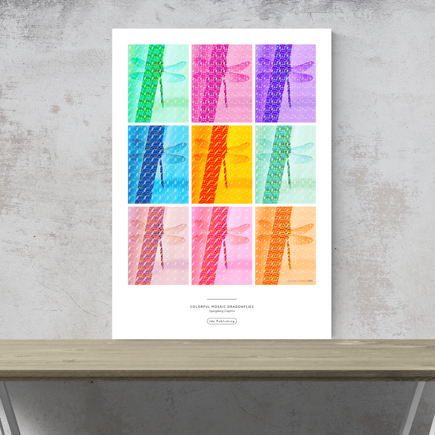 Colorful Mosaic Dragonflies⎜Poster
