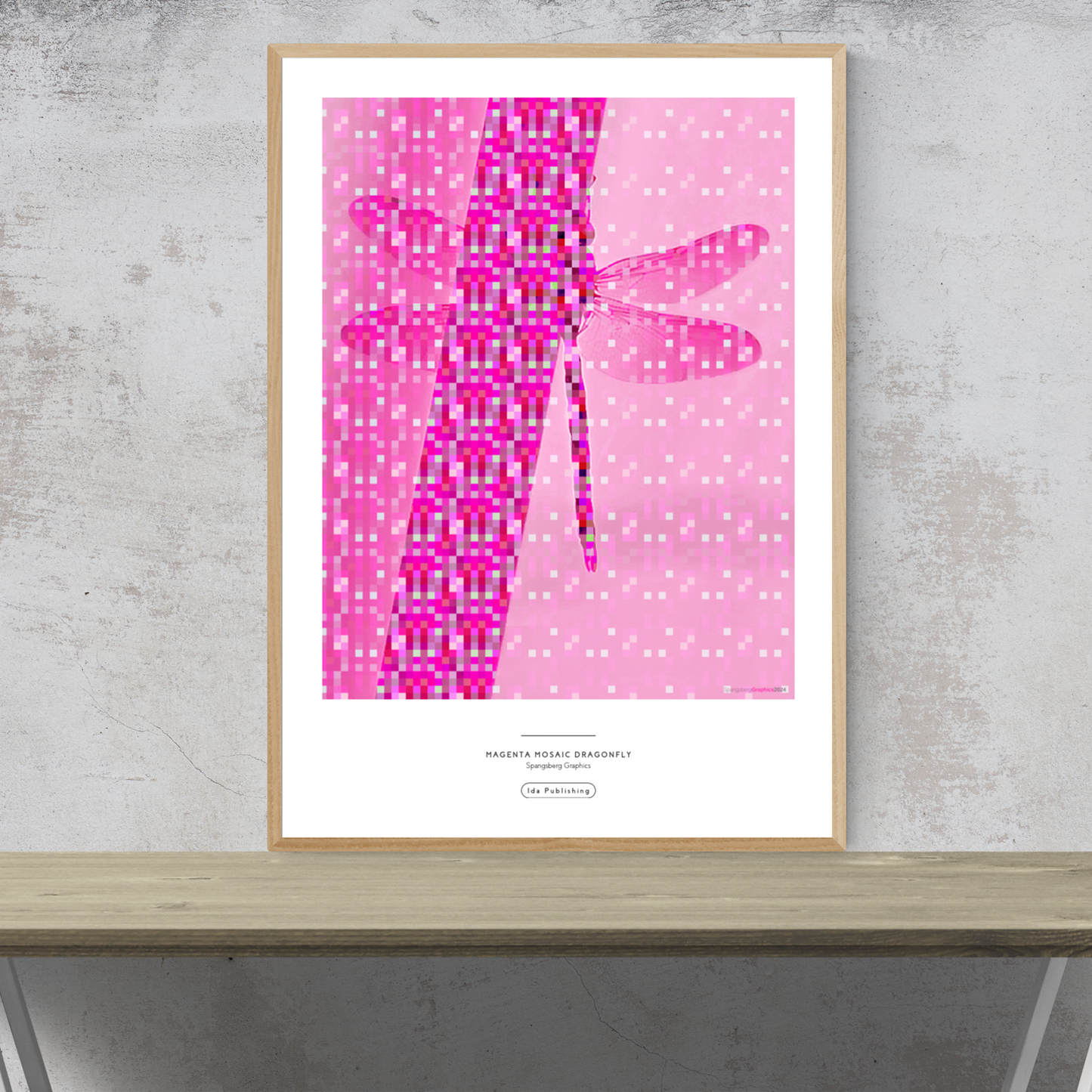 Magenta Mosaic Dragonfly⎜Poster