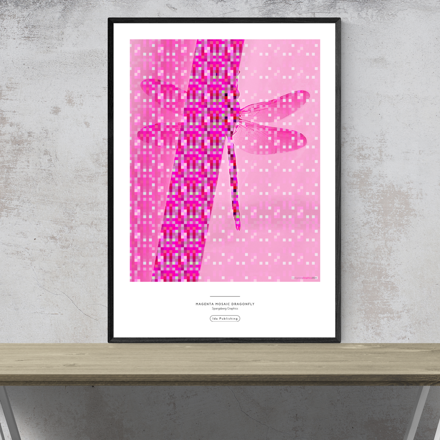 Magenta Mosaic Dragonfly⎜Poster