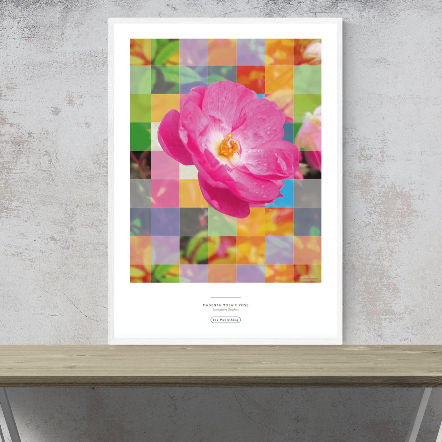 Magenta Mosaic Rose⎜Plakat