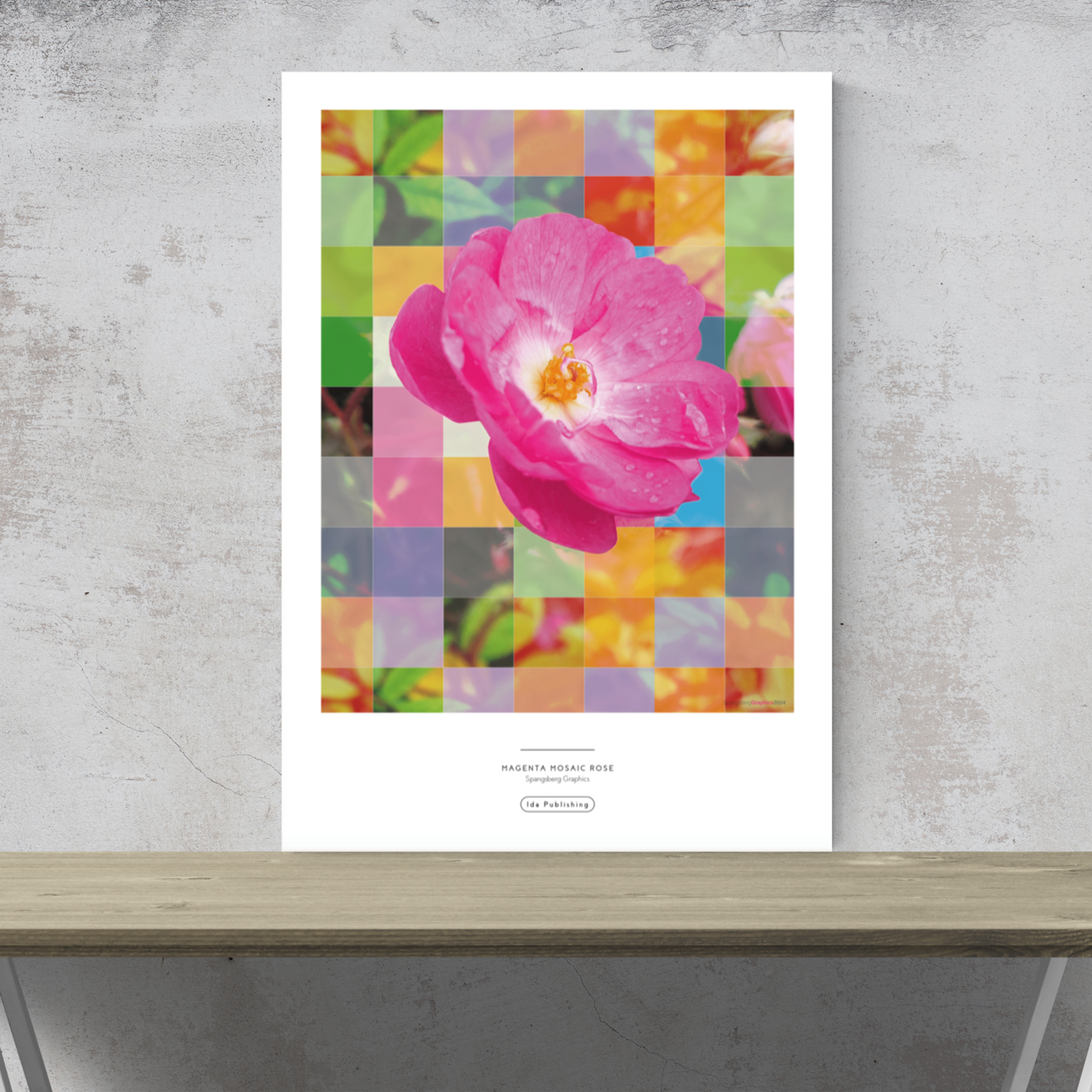 Magenta Mosaic Rose⎜Plakat