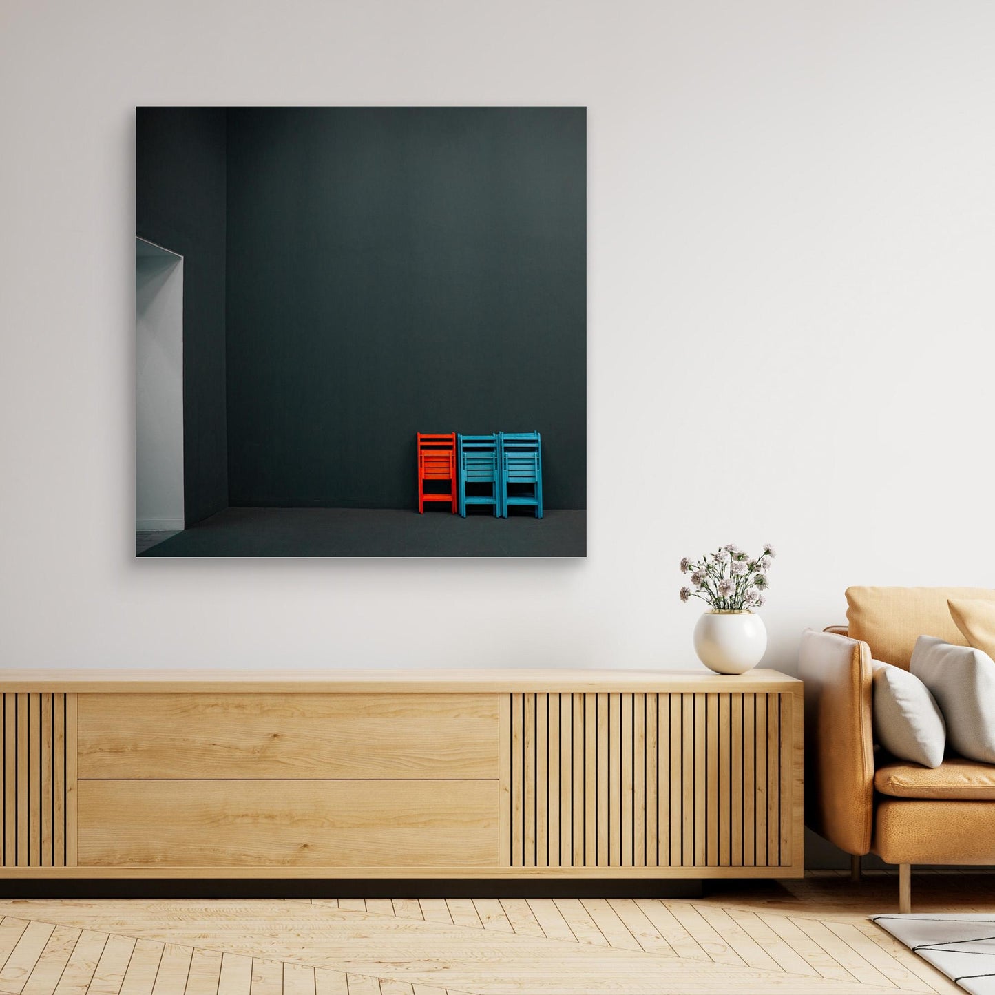 Two Blue and One Red